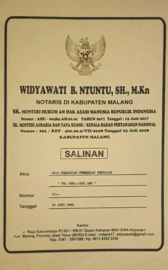 Legalitas PT Suka Jari Ibu 1