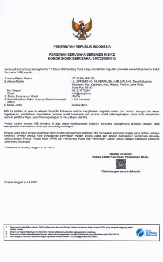 Legalitas PT Suka Jari Ibu 3
